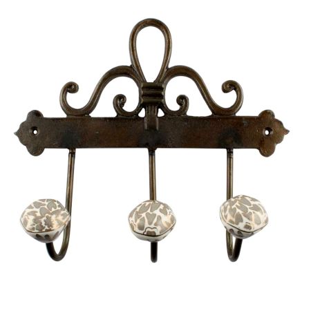 Grey Hexagon Small Ceramic Iron Hook